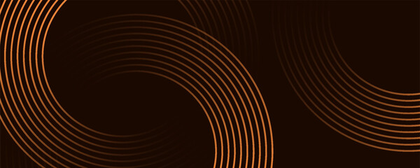 3D brown lines techno abstract background overlap layer on dark space with circles shapes effect decoration. Modern graphic design element stripes style concept for web banner, card, or brochure cover