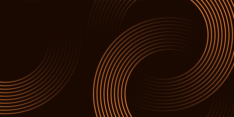 3D brown lines techno abstract background overlap layer on dark space with circles shapes effect decoration. Modern graphic design element stripes style concept for web banner, card, or brochure cover