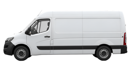 White Cargo Van Side View Isolated Keywords: white van, cargo van, delivery van, commercial