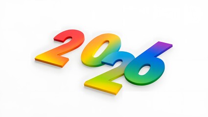 2026 in Rainbow Colors for New Year Celebration