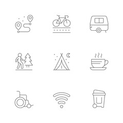 Set line icons of camping services