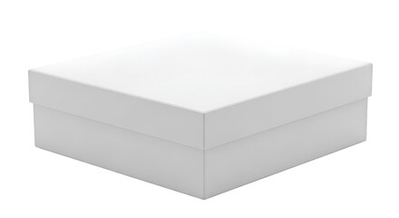 White Square Gift Box with Lid Isolated closed