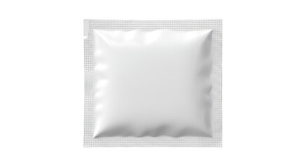 White Square Sachet Packet Isolated on Black Background