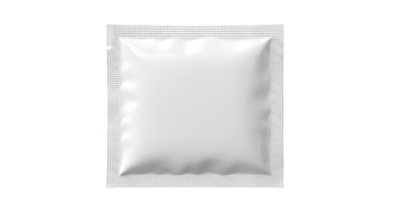 White Square Sachet Packet Isolated on Black Background