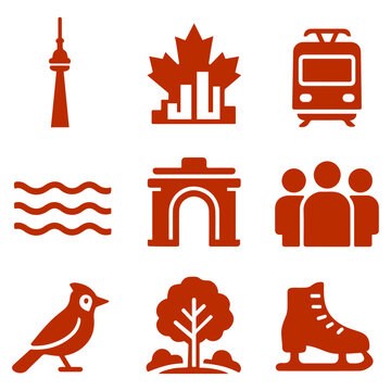 vector isolated red color Toronto traditional cultural symbolss