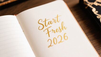 Inspirational Notebook with Start Fresh 2026 Motif for Planning