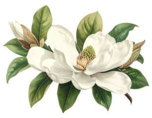 Delicate white bloom with textured petals and lush green foliage