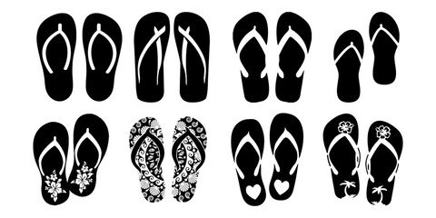 Black and white flip flops VECTOR EPS 10