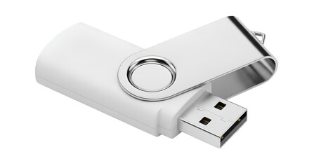 White Swivel USB Flash Drive Isolated on Black storage