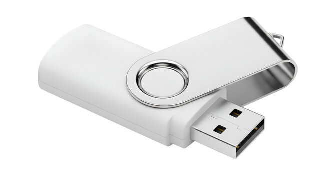 White Swivel USB Flash Drive Isolated on Black storage