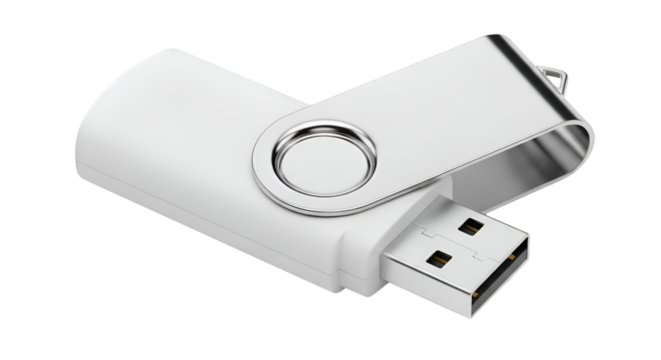 White Swivel USB Flash Drive Isolated on Black storage