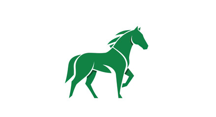 Green horse silhouette on white background for design and branding