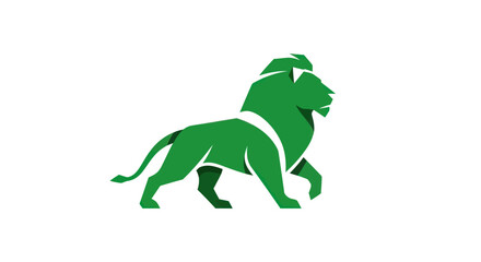 Fototapeta premium Green lion silhouette on white background graphic illustration