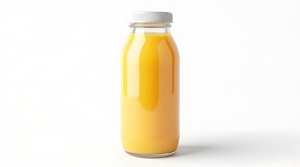 Refreshing orange juice in a glass bottle, perfect for a healthy lifestyle and vibrant summer drinks