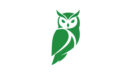 Green owl silhouette on white background for branding and design