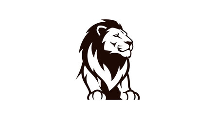 Majestic lion silhouette on white background for design elements