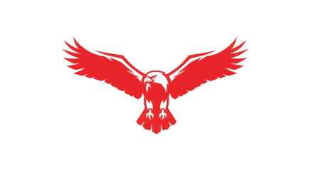 Red eagle silhouette against white background depicting freedom and strength