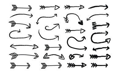 Hand drawn sketch arrow elements collection for design projects
