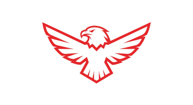 Red eagle silhouette with wings spread against white background