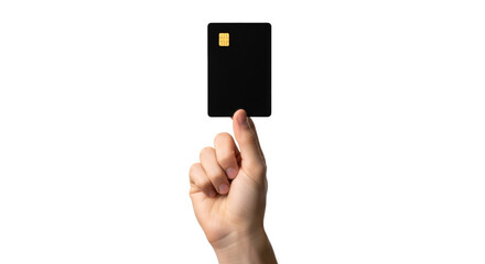 Hand Holding Black SIM Card with Gold Chip finger