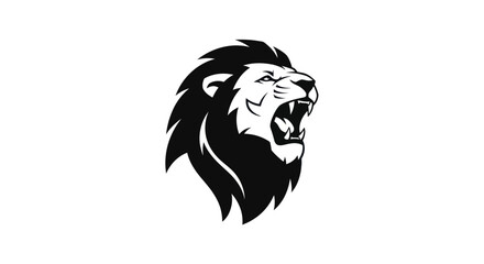 Roaring lion head icon silhouette on white background for design
