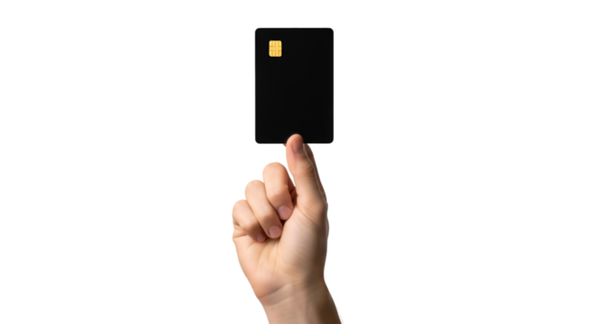 Hand Holding Black SIM Card with Gold Chip finger