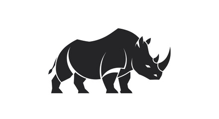 Silhouette of a rhinoceros vector illustration on white background