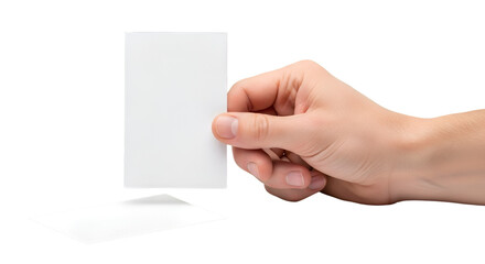 Obraz premium Hand Holding Blank White Business Card graphic design