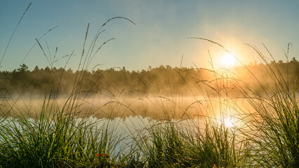  Sunrise with bent graas in the foreground
