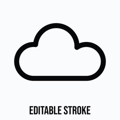 Cloud Storage Symbol Isolated Lineal Vector Icon, Editable Stroke.