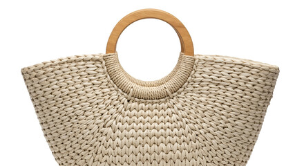 Woven Straw Bag with Wooden Handles tote handbag