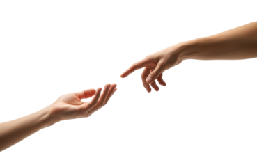 Two hands reaching towards each other