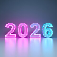 3D Neon 2026 with Glow Effect