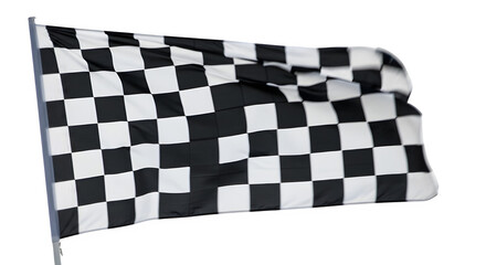 Fototapeta premium Checkered flag waving in the wind, symbolizing victory and success