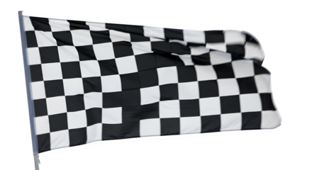 Checkered flag waving in the wind, symbolizing victory and success