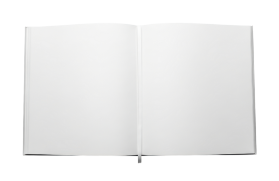 Open blank notebook with clean white pages