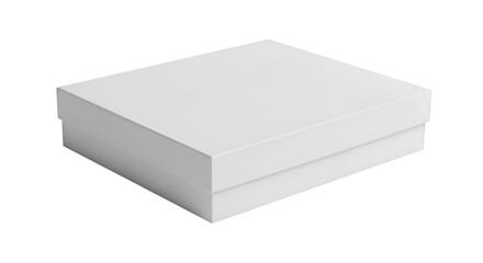 White Gift Box with Lid on Transparent Background present
