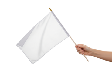 Hand holding a white flag