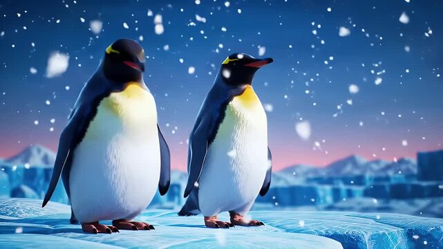 two penguins on the snow