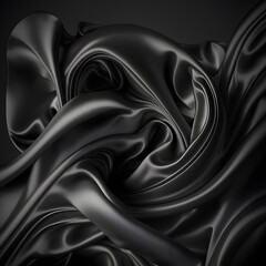 Fototapeta premium Elegant Flowing Black Silk Fabric Texture