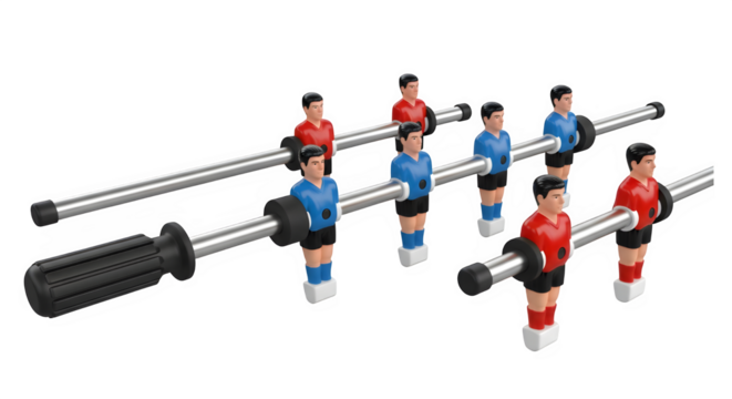 Foosball table soccer game with players for fun concept