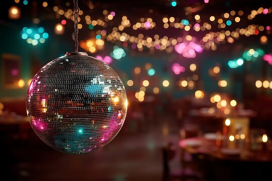 Elegant disco setup with vibrant lighting reflections high resolution picture