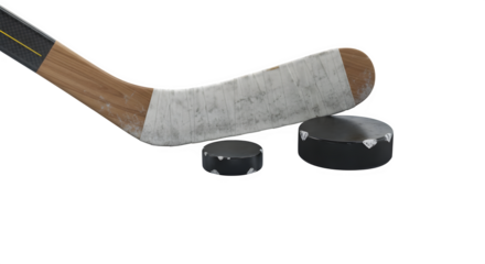 Hockey stick with pucks
