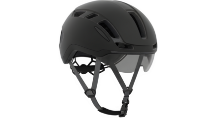 Sleek black bicycle helmet with visor for cycling safety