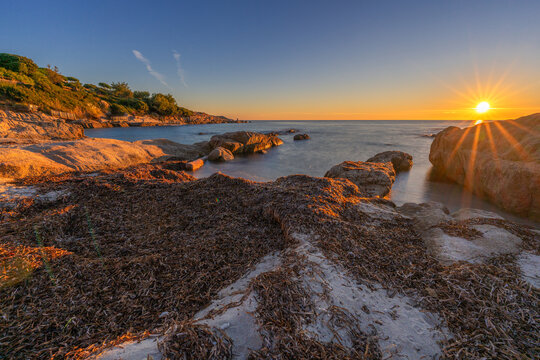 Sunrise on a beach in Ramatuelle