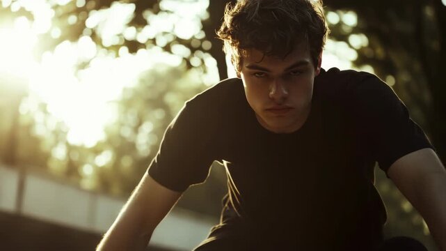 Skateboarder on city street