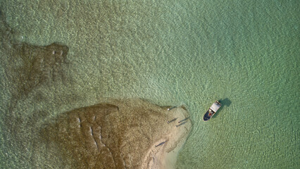 An aerial view of the flats of Christmas island in the Republic of Kiribati.
