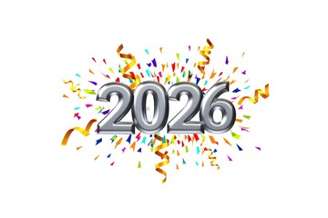 Confetti Explosion Around 2026 Numbers