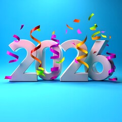 Confetti Explosion Around 2026 Numbers