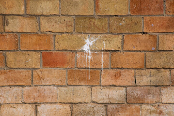 muro de ladrillos rojos con una mancha blanca